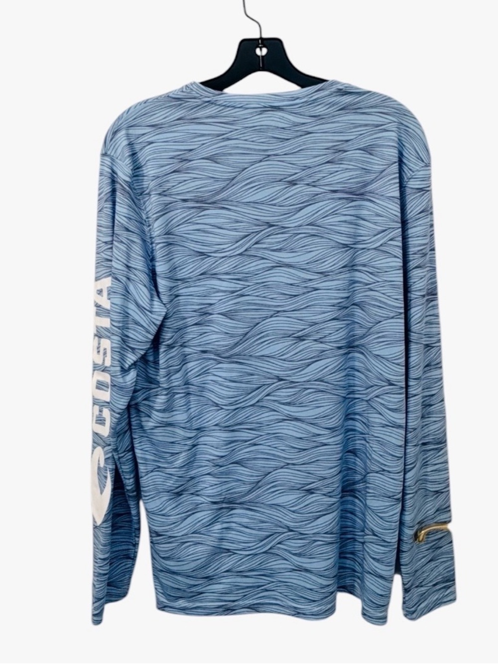 Costa Fishing Shirt Long Sleeve Blue Wave Pattern Like New Rashguard Size L - Picture 2 of 5